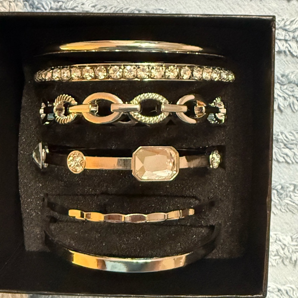 NWT Christopher & Banks Silver Bangle Bracelet Set